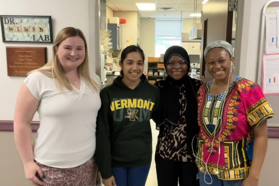 Professor Sarah Gallant with her summer of 2023 research team: Amrutaa Vibho, Rahisa Mohammed, Peace Ogadi (left to right) 