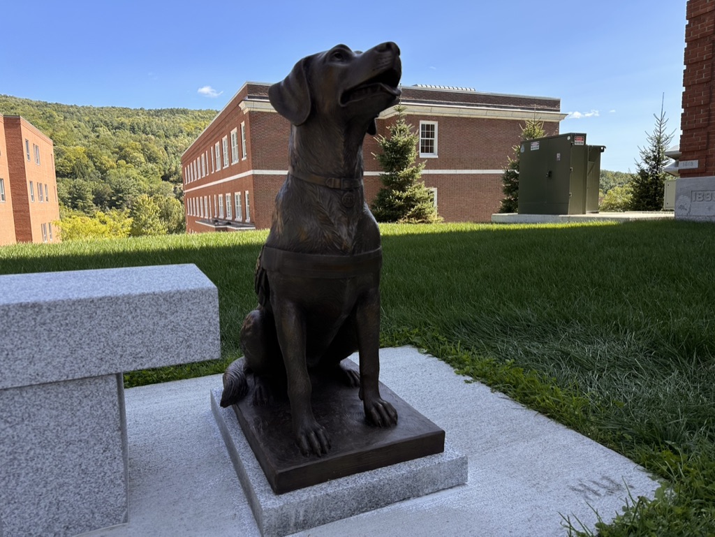 Dewey Service Dog statue makes a presence on campus