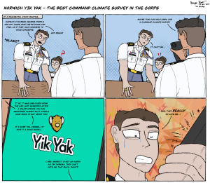 Norwich YikYaK  considered to be the best command climate survey in the corps