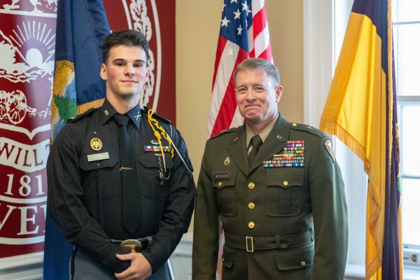 2026-27 Regimental Commander Corey Martin (left) and Brig. Gen. William McCollough, commandant of cadets (right)